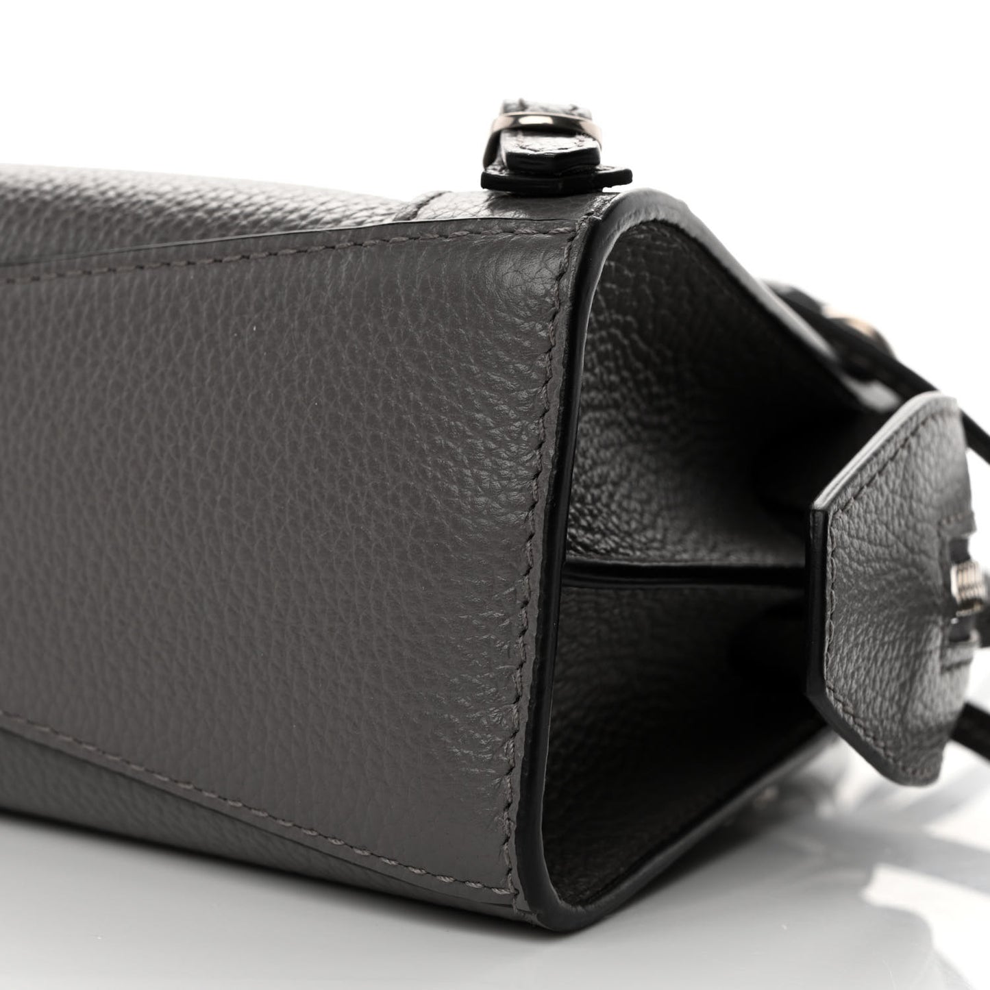 Grained Calfskin Neo Classic Silver Hardware Nano City Crossbody Dark Grey