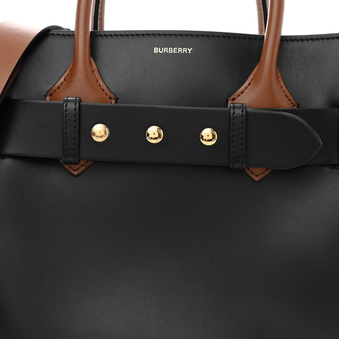 Smooth Calfskin Triple Stud Small Belt Bag Black Tan