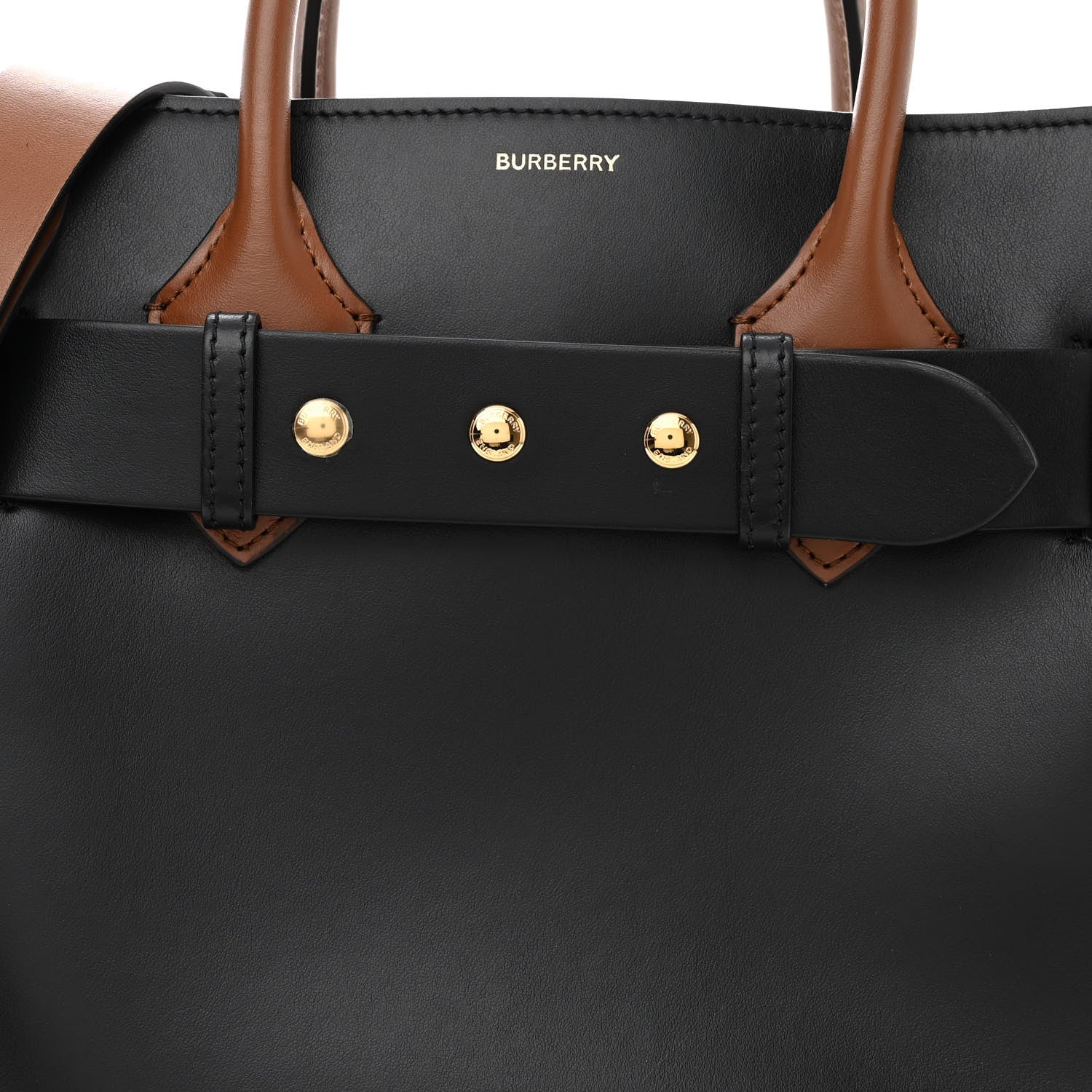 Burberry Smooth Calfskin Triple Stud Small Belt Bag Black Tan 8 of 10