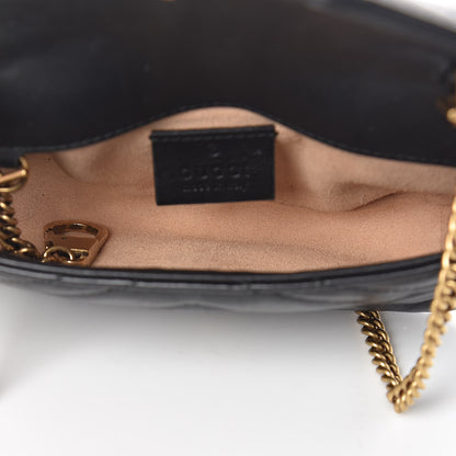 Gucci Calfskin Matelasse Super Mini GG Marmont Shoulder Bag Black 5 of 11