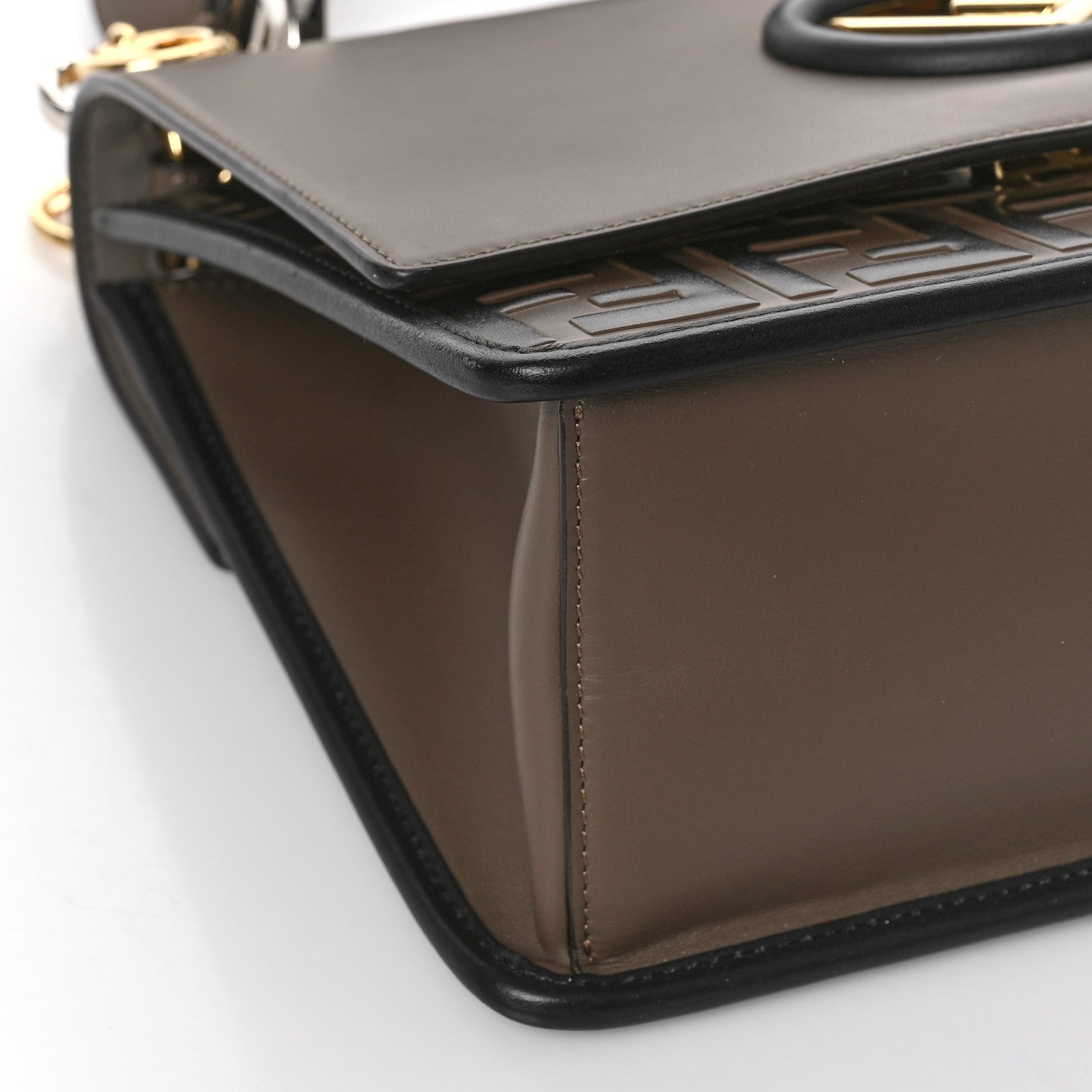 Fendi Vitello Century F is Fendi Bi-Color FF 1974 Embossed Kan I Shoulder Bag Maya Black 8 of 9