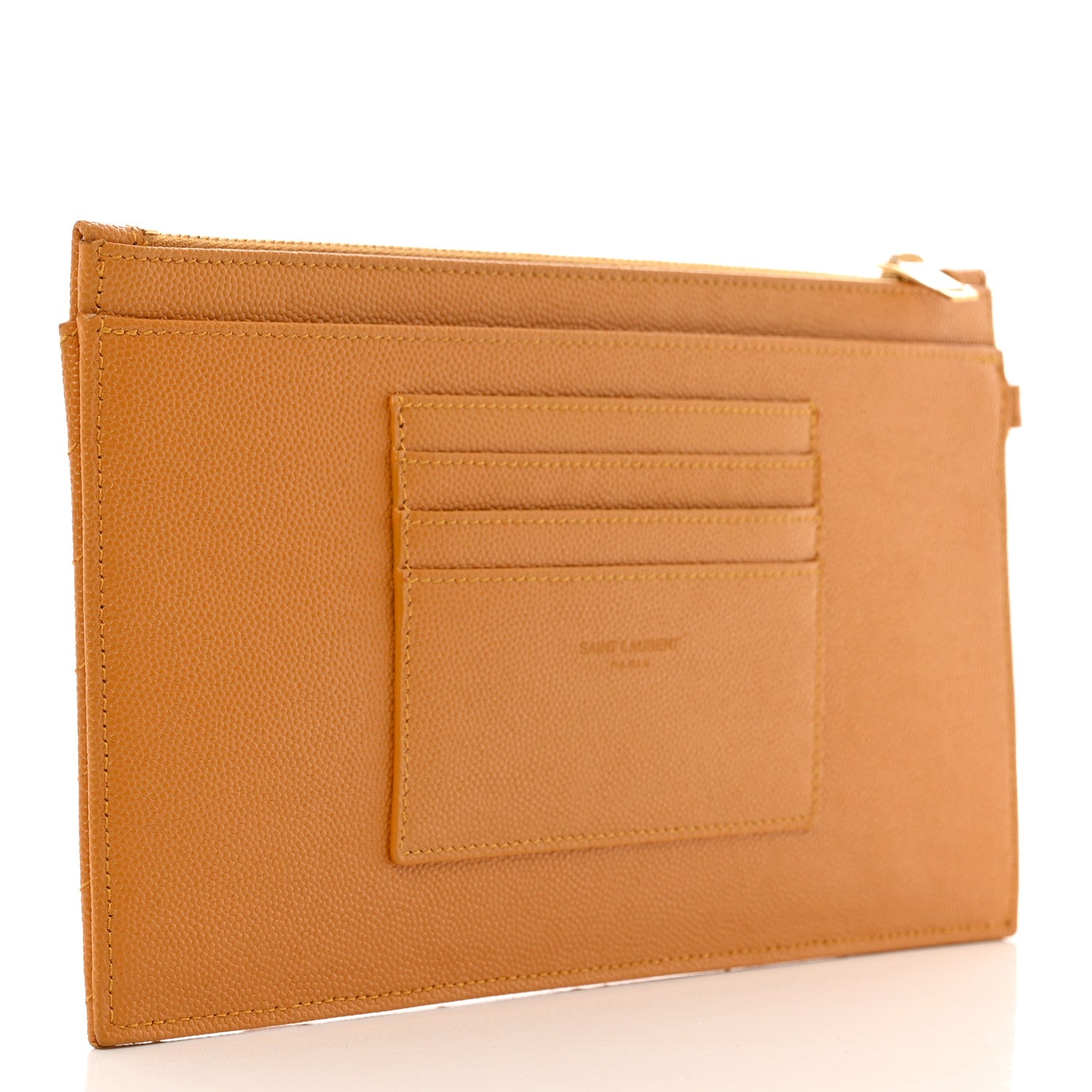 Saint Laurent Grain De Poudre Chevron Monogram Large Bill Pouch Senape Yellow 3 of 6