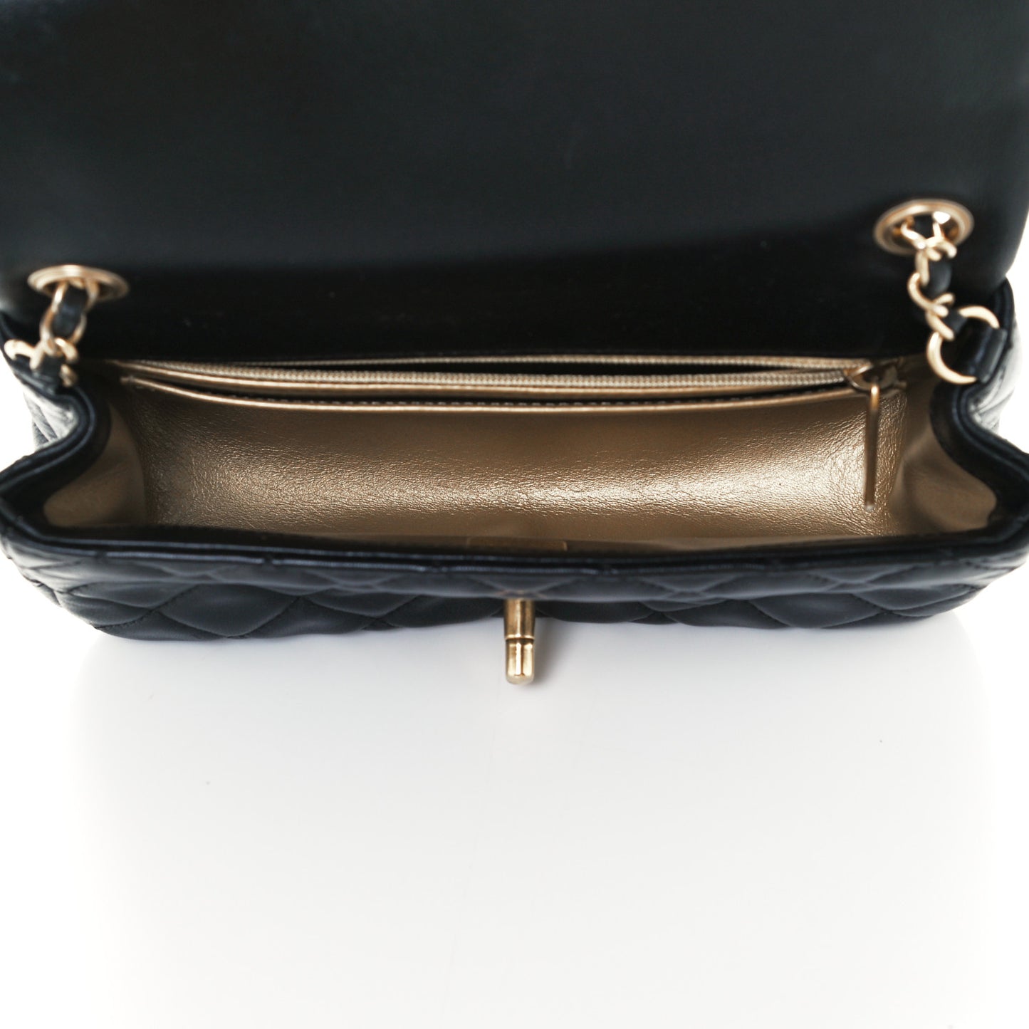 Lambskin Quilted Mini Rectangular Pearl Crush Flap Black