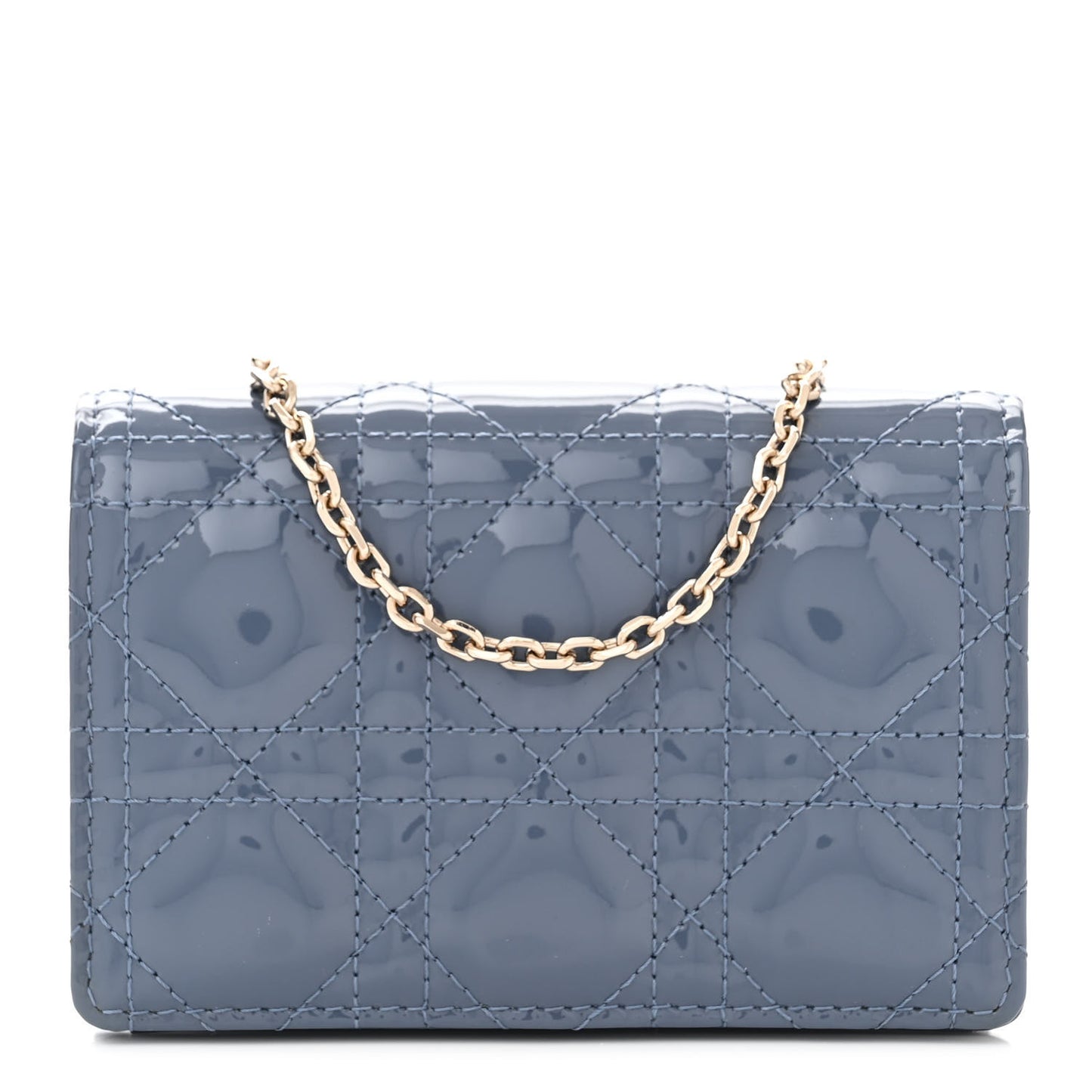 Patent Cannage Nano Lady Dior Pouch Denim