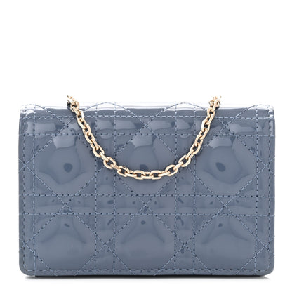 Christian Dior Patent Cannage Nano Lady Dior Pouch Denim 1 of 12