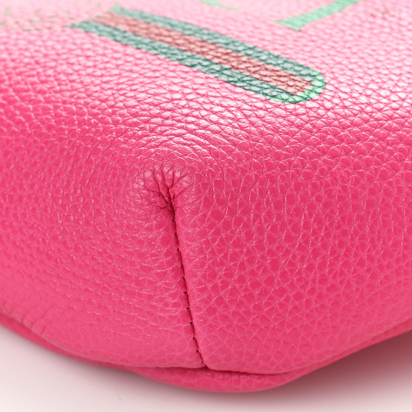 Grained Calfskin Small Logo Belt Bag Box Pink Green