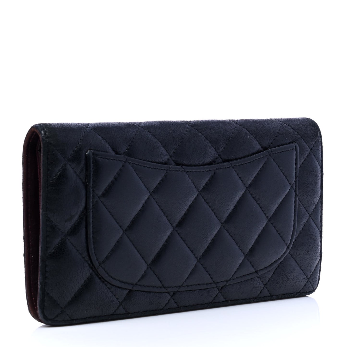Lambskin Quilted Yen Wallet Black