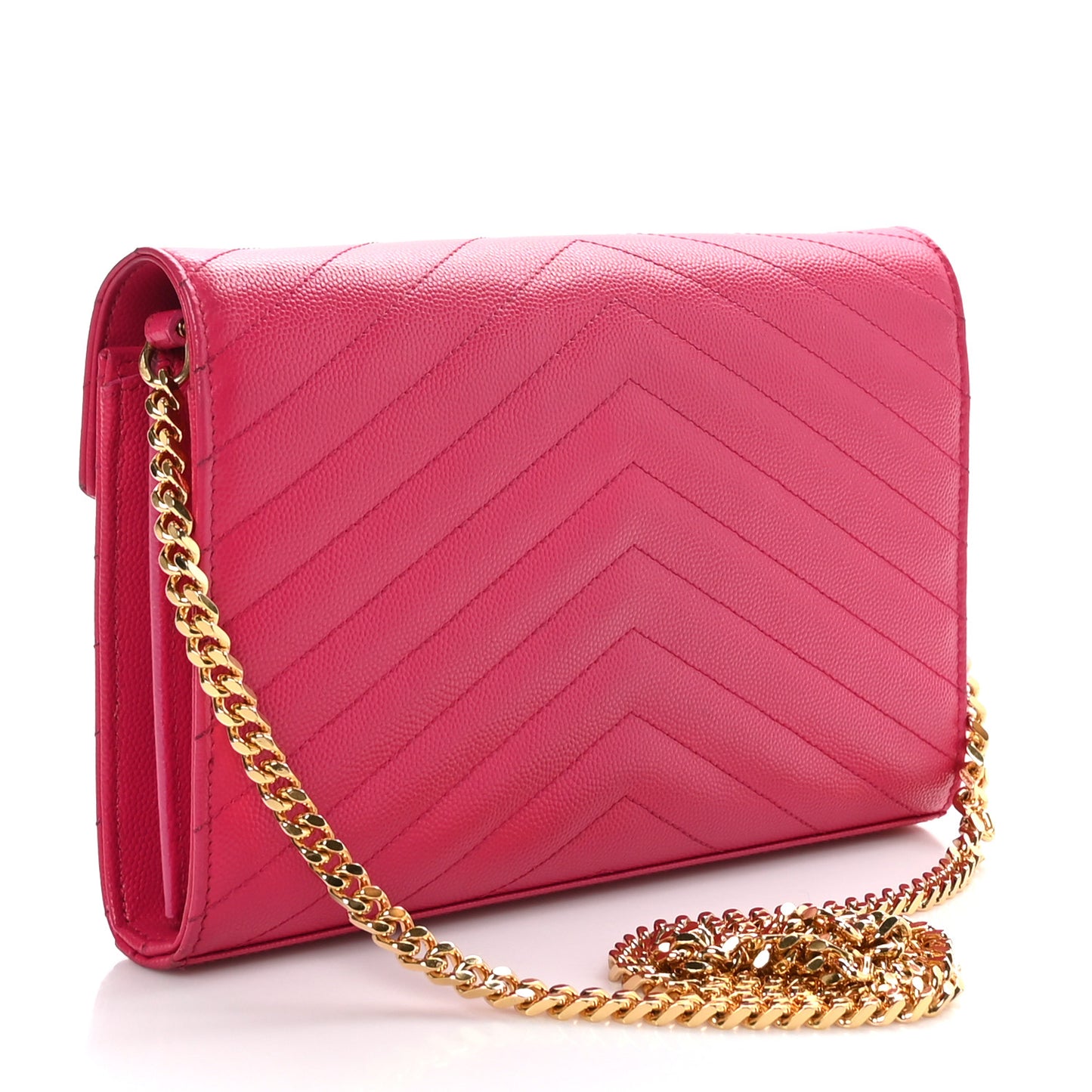 Grain De Poudre Matelasse Chevron Monogram Chain Wallet Bubblegum