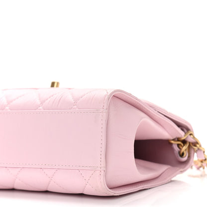 Chanel Crumpled Lambskin Quilted Small CC Links Top Handle Flap Light Pink 10 of 11