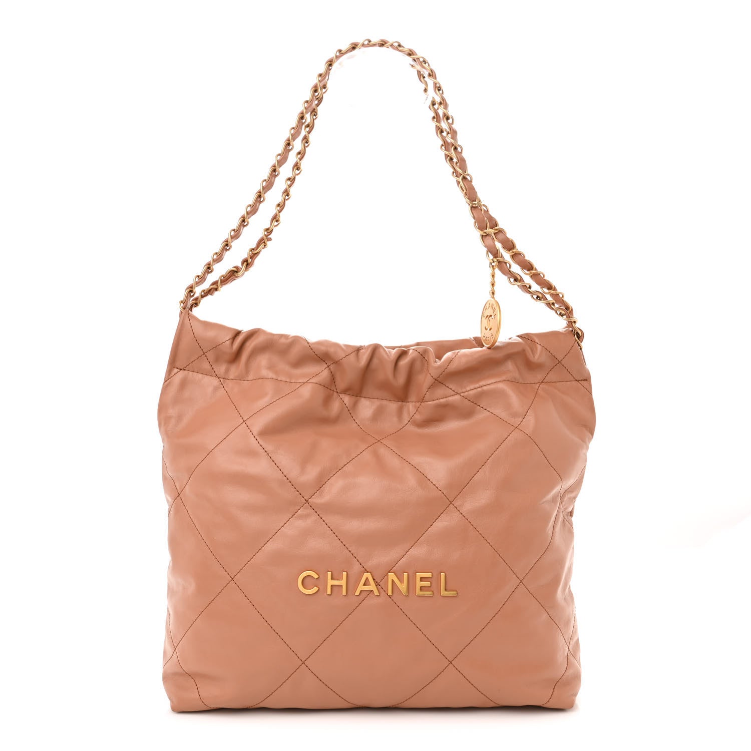 Chanel Shiny Calfskin Quilted Small Chanel 22 Camel 3 of 13