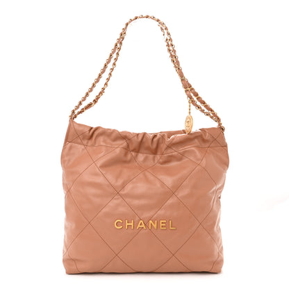 Chanel Shiny Calfskin Quilted Small Chanel 22 Camel 3 of 13