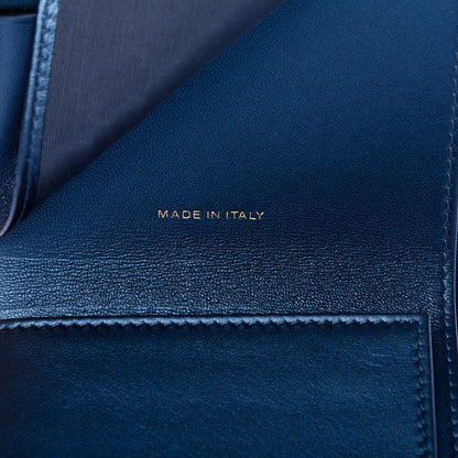 Chanel Metallic Lambskin Quilted Compact Boy Wallet Blue 6 of 8