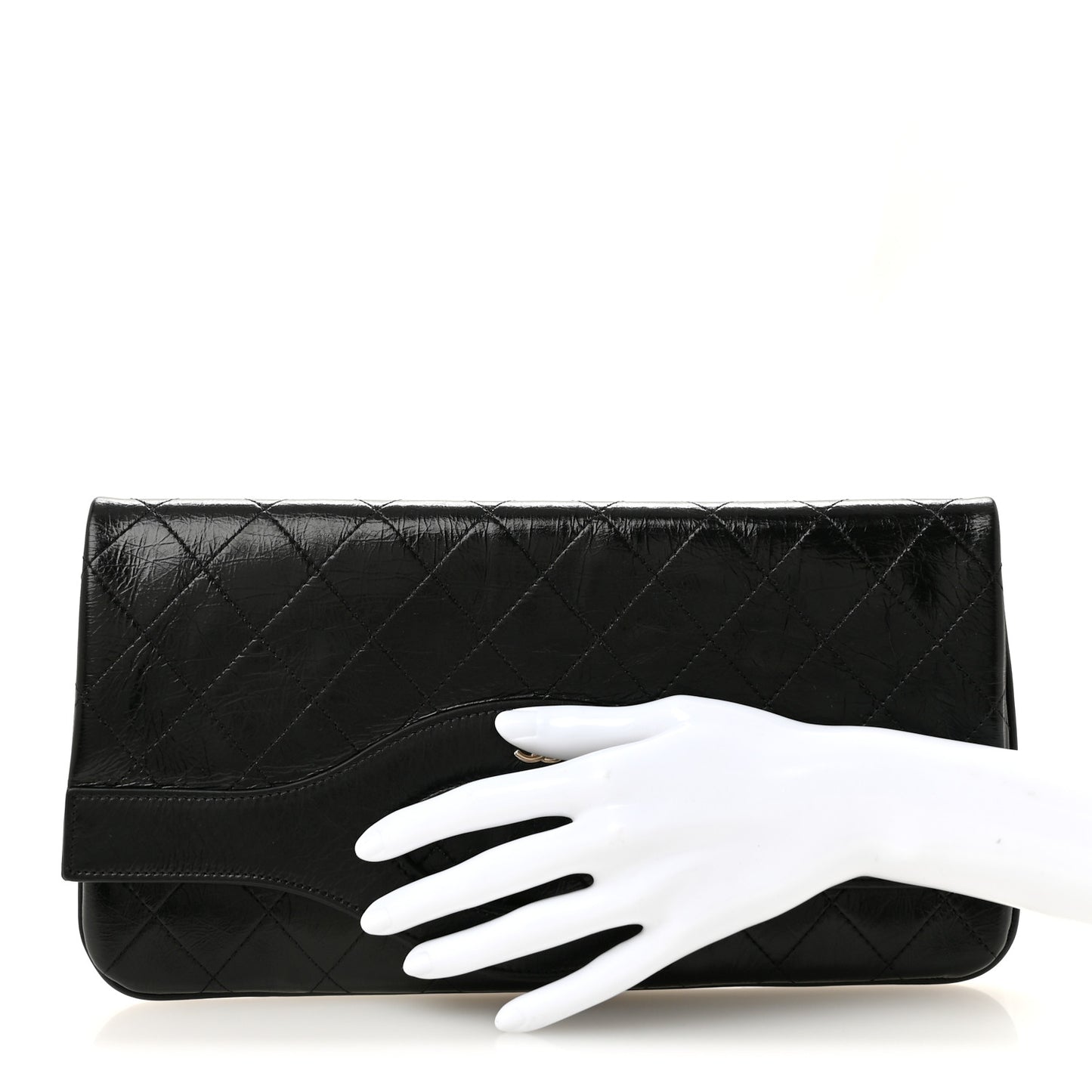 Shiny Crumpled Calfskin Large 31 Pouch Black