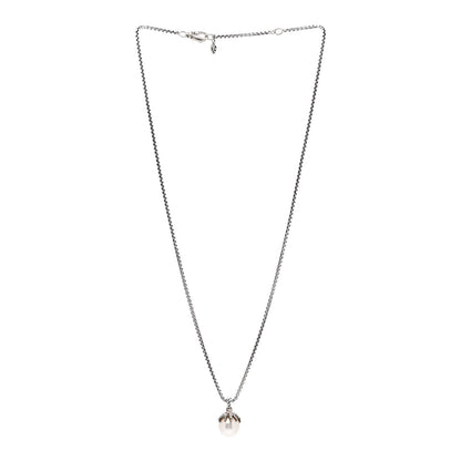 David Yurman Sterling Silver Diamond Pearl 10mm Starburst Pendant Necklace 3 of 4
