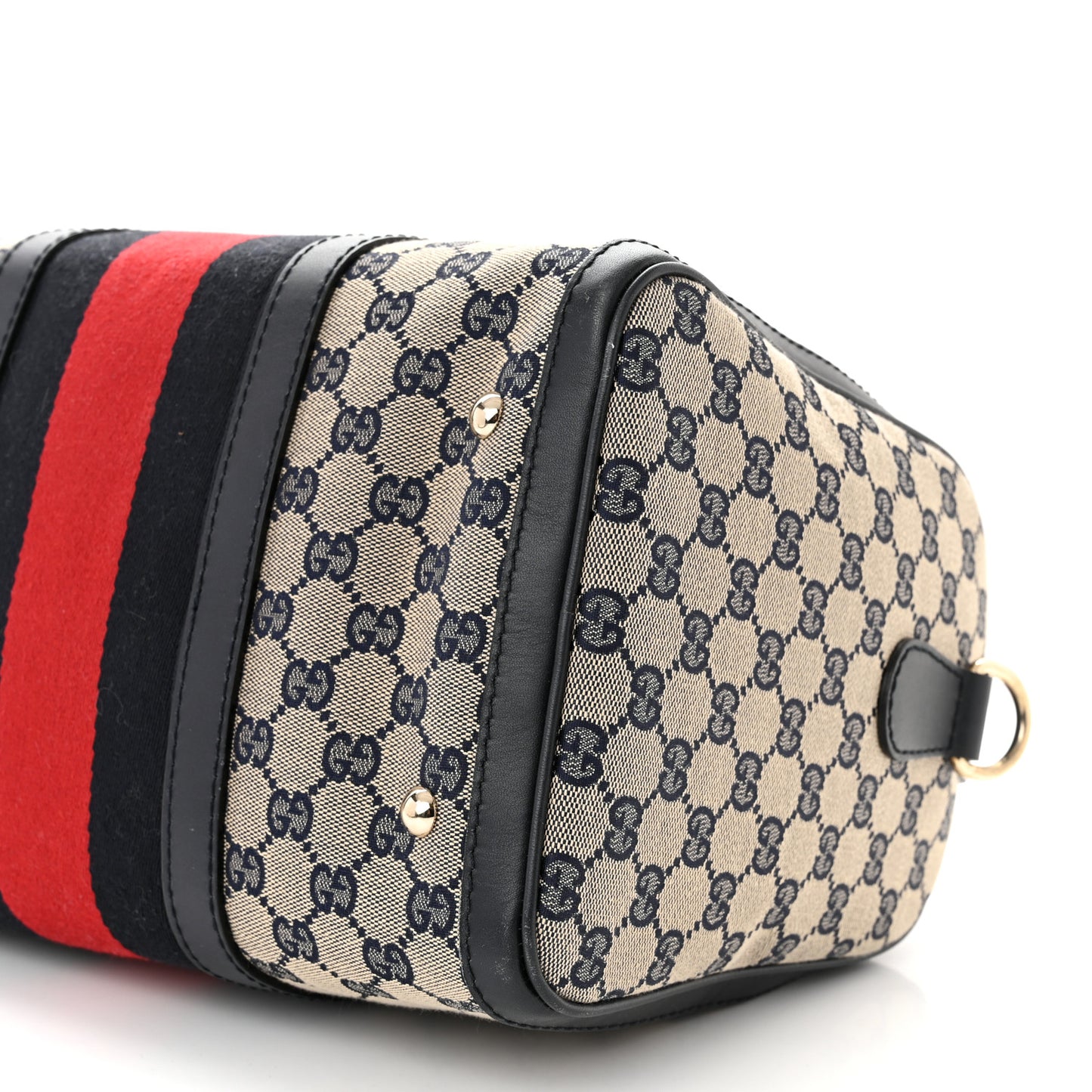 Monogram Selleria Calfskin Vintage Web Medium Boston Beige Blue
