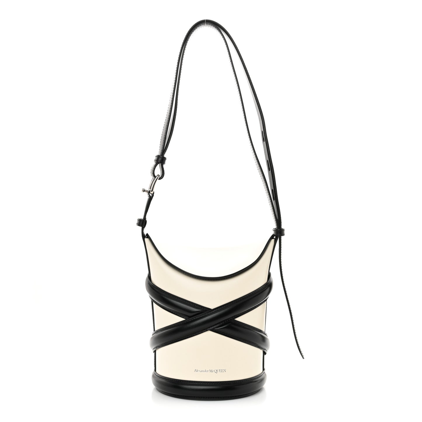 Calfskin The Curve Shoulder Bag White Black
