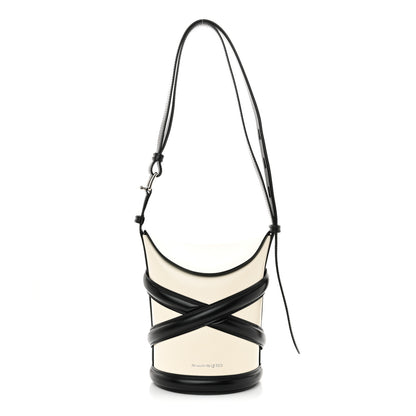Alexander McQueen Calfskin The Curve Shoulder Bag White Black 1 of 11