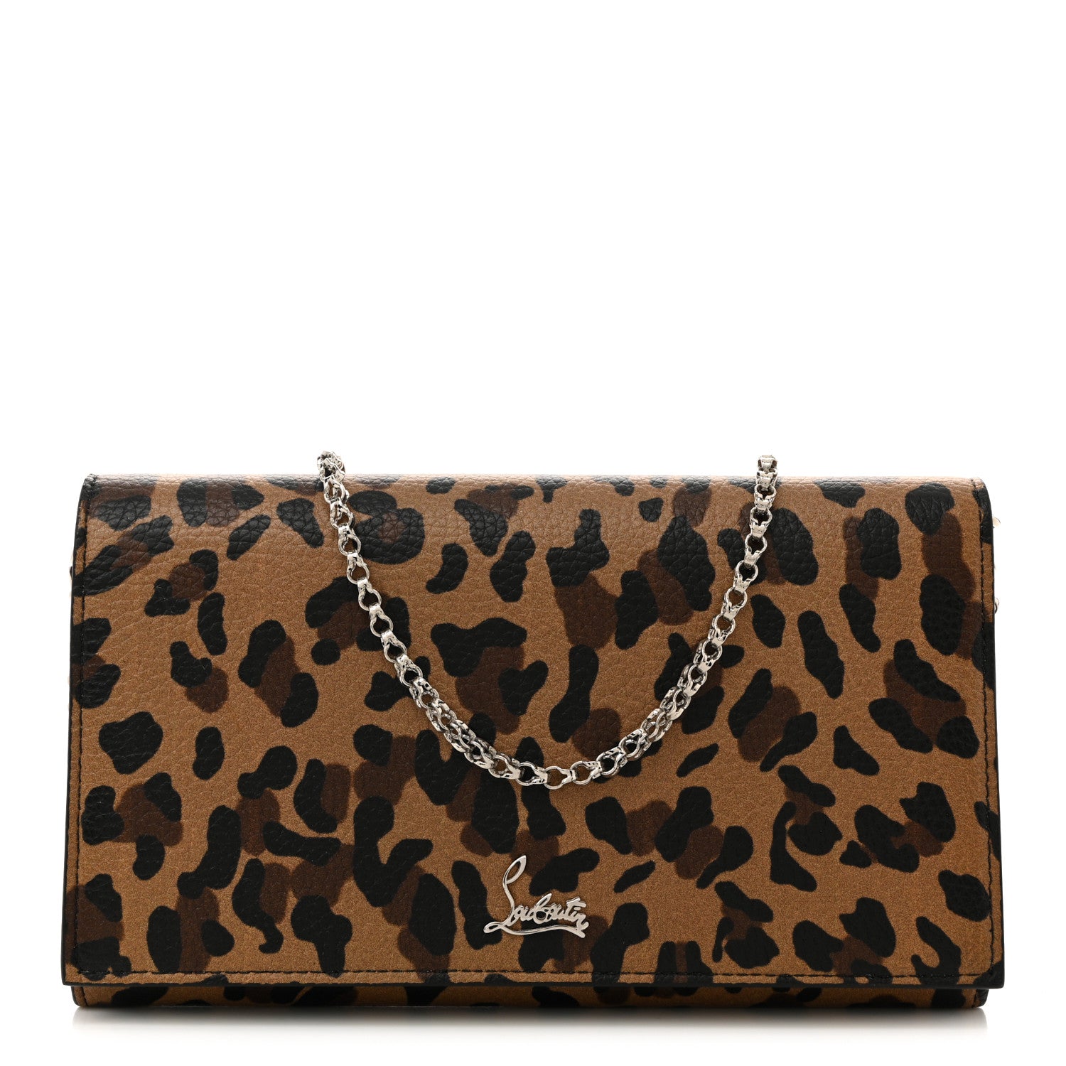 Christian Louboutin Calfskin Empire Leopard Print Boudoir Chain Wallet Caramel 1 of 10
