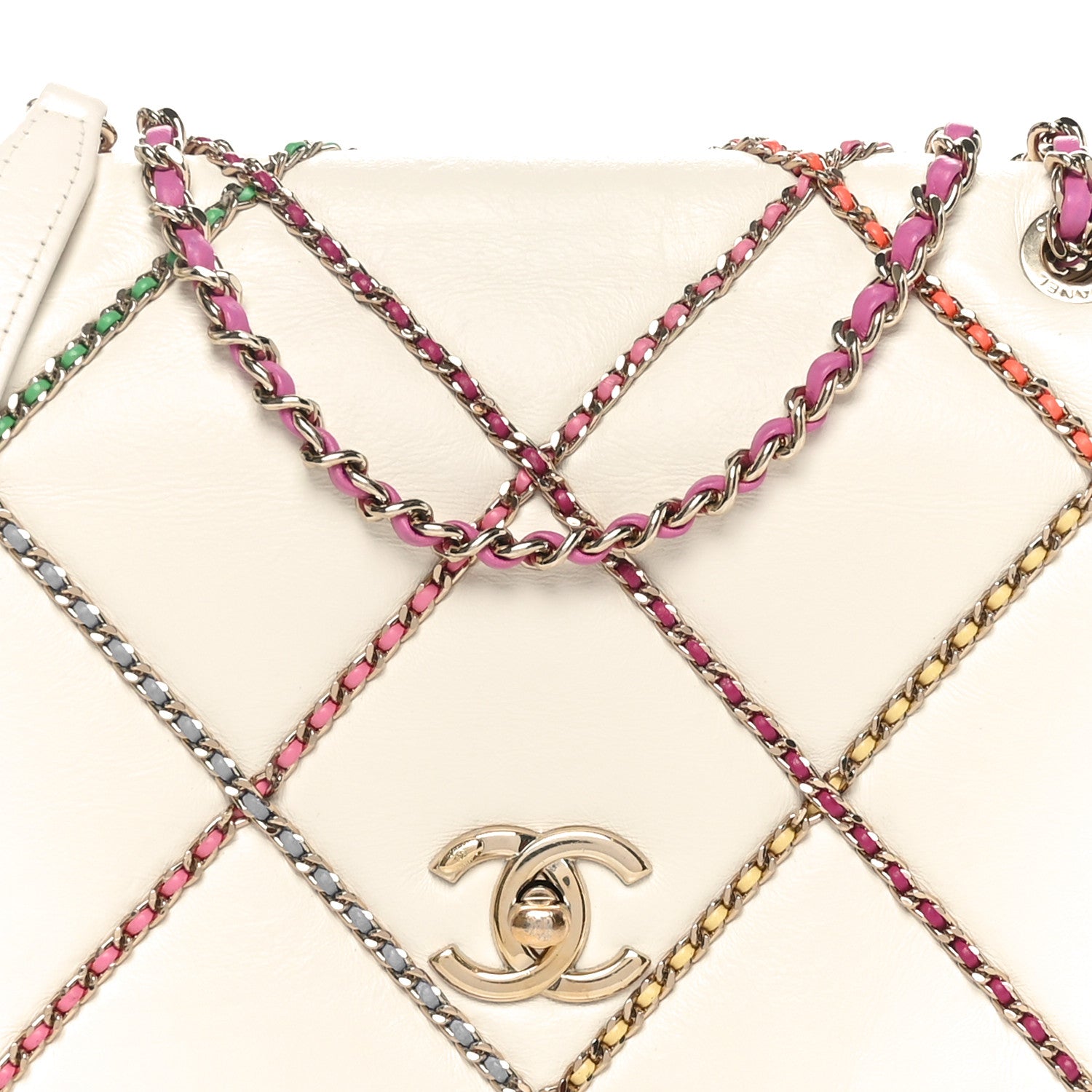 Chanel Lambskin Small Entwined Chain Flap White Multicolor 8 of 10