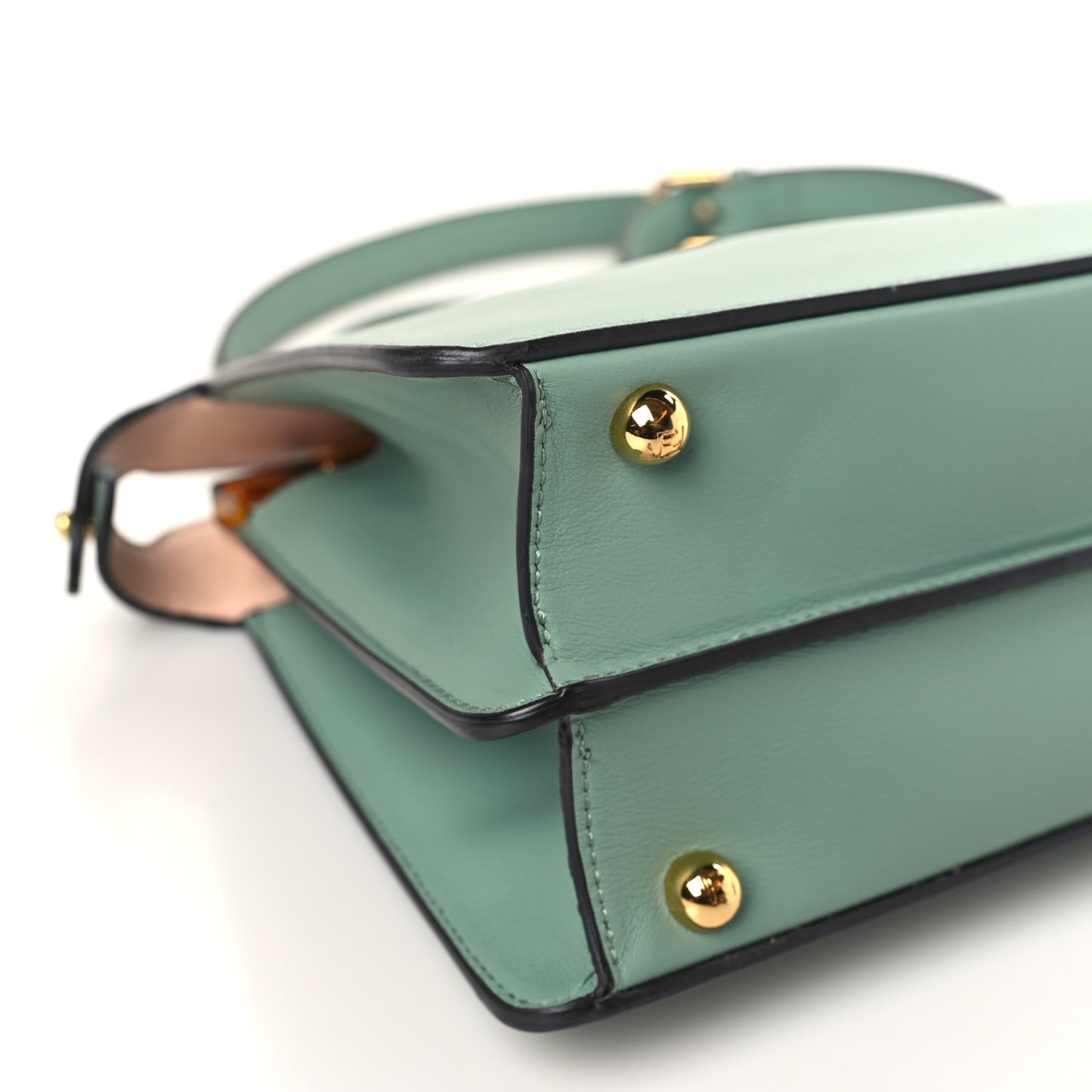 Vitello Seta Shiny Nappa Plexiglass Small Peekaboo I SEE U Satchel Menta Light Rose