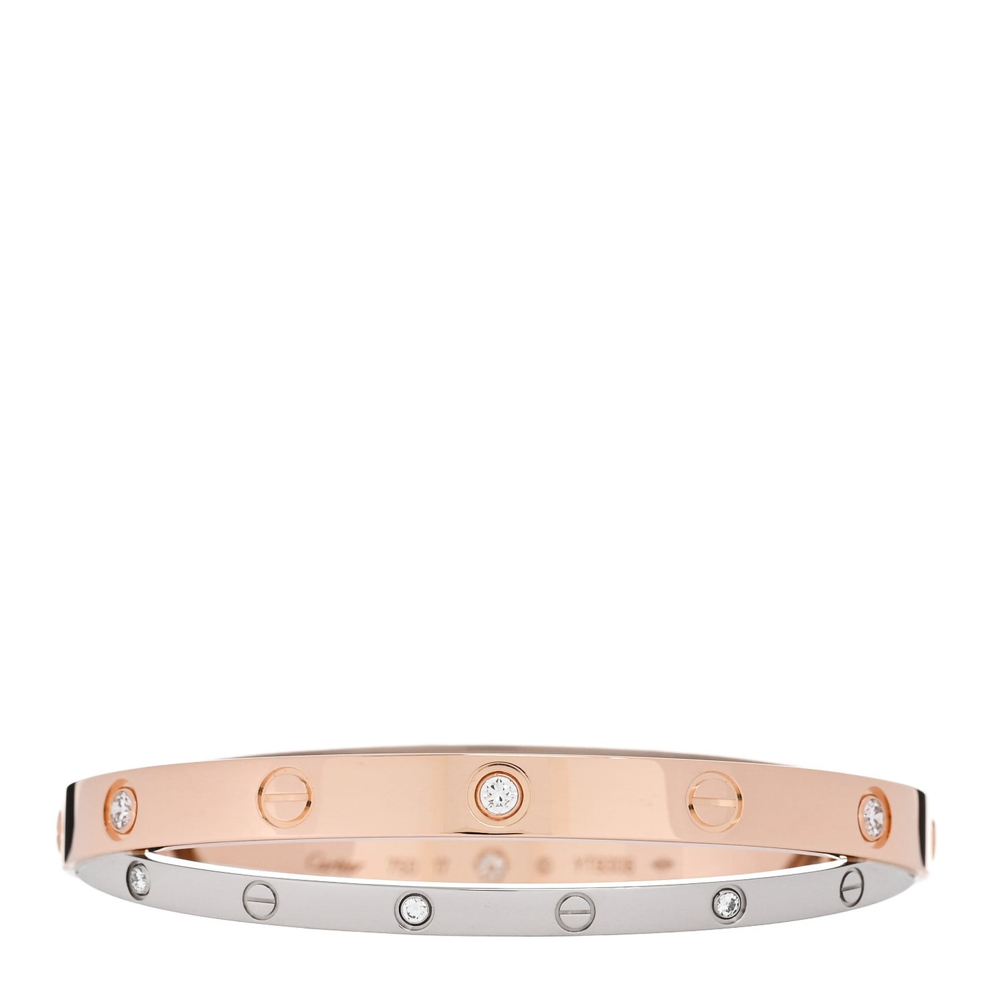 18K Pink White Gold 12 Diamond Double LOVE Bracelet 17