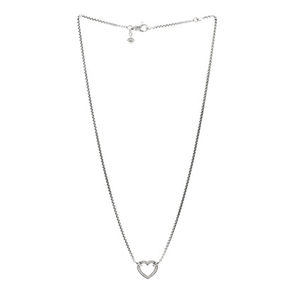 David Yurman Sterling Silver Diamond Cable Collectibles Heart Station Necklace 3 of 4