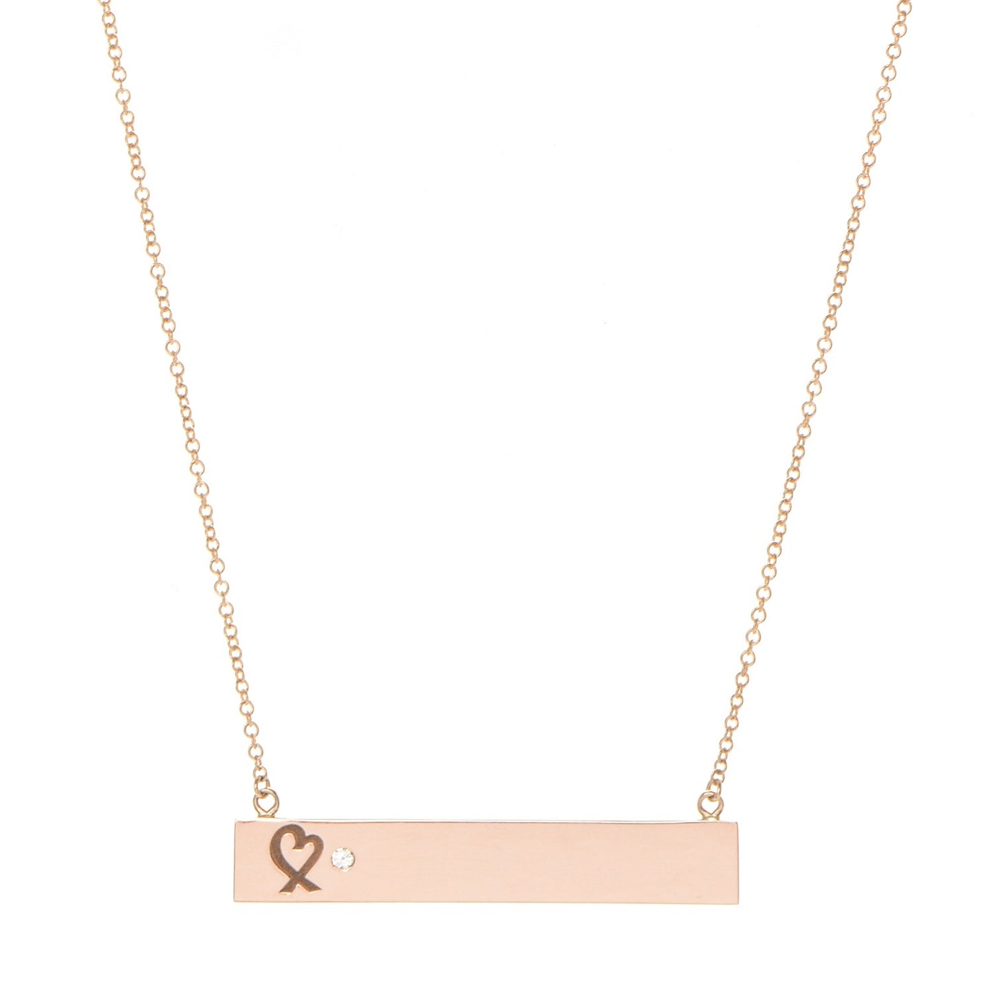 18K Rose Gold Diamond Paloma Picasso Loving Heart Bar Pendant Necklace