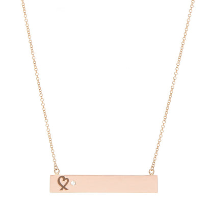 Tiffany 18K Rose Gold Diamond Paloma Picasso Loving Heart Bar Pendant Necklace 1 of 7
