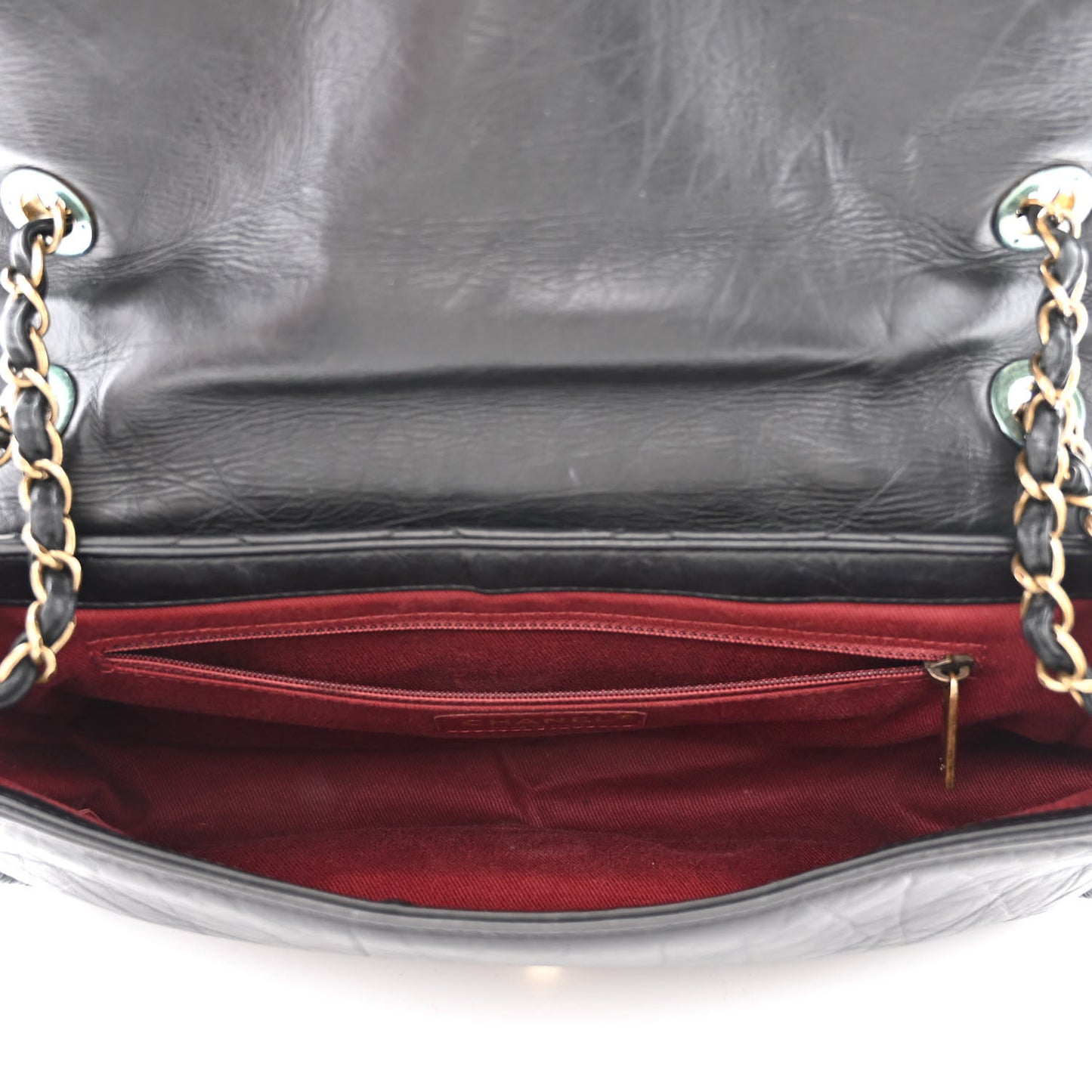 Aged Calfskin Quilted Medium Pondichery Flap Black