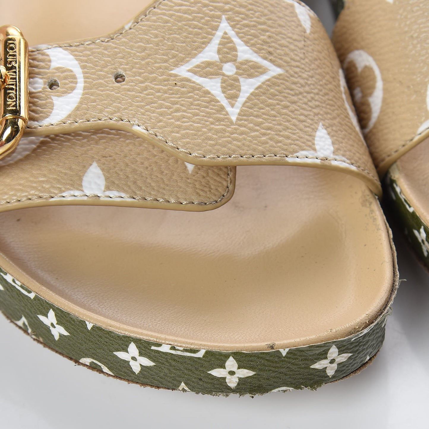 Monogram Giant Bom Dia Flat Mule Sandals 36.5 White Moka