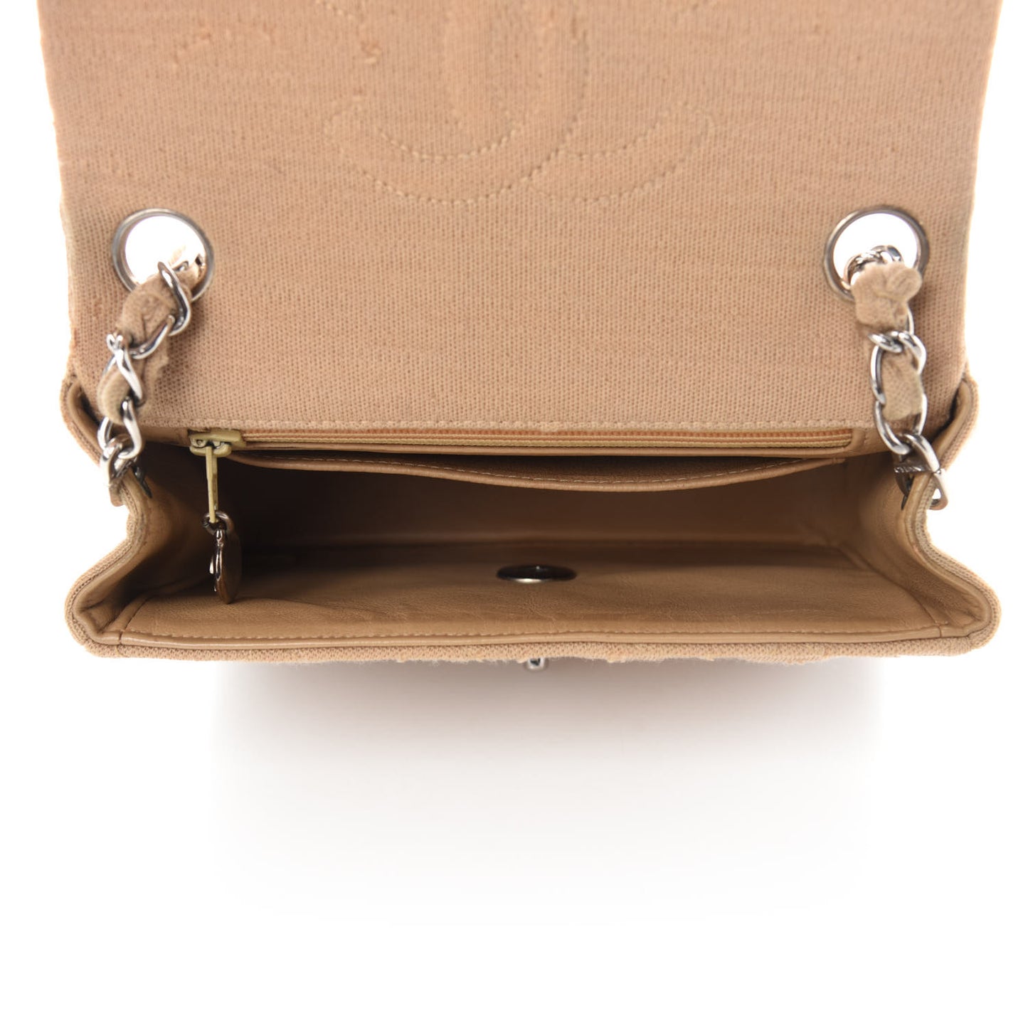 Jersey Quilted Mini Square Flap Beige
