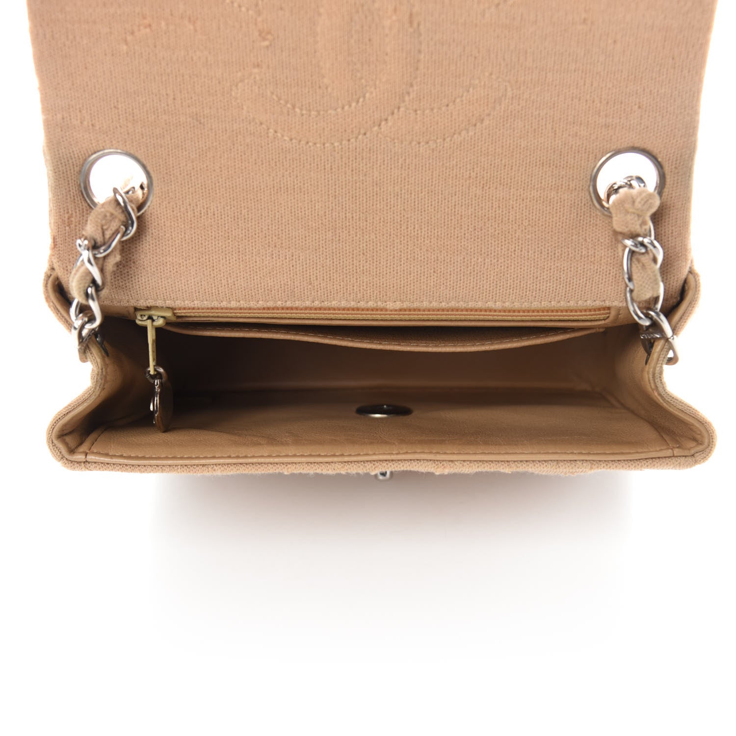 Chanel Jersey Quilted Mini Square Flap Beige 5 of 13