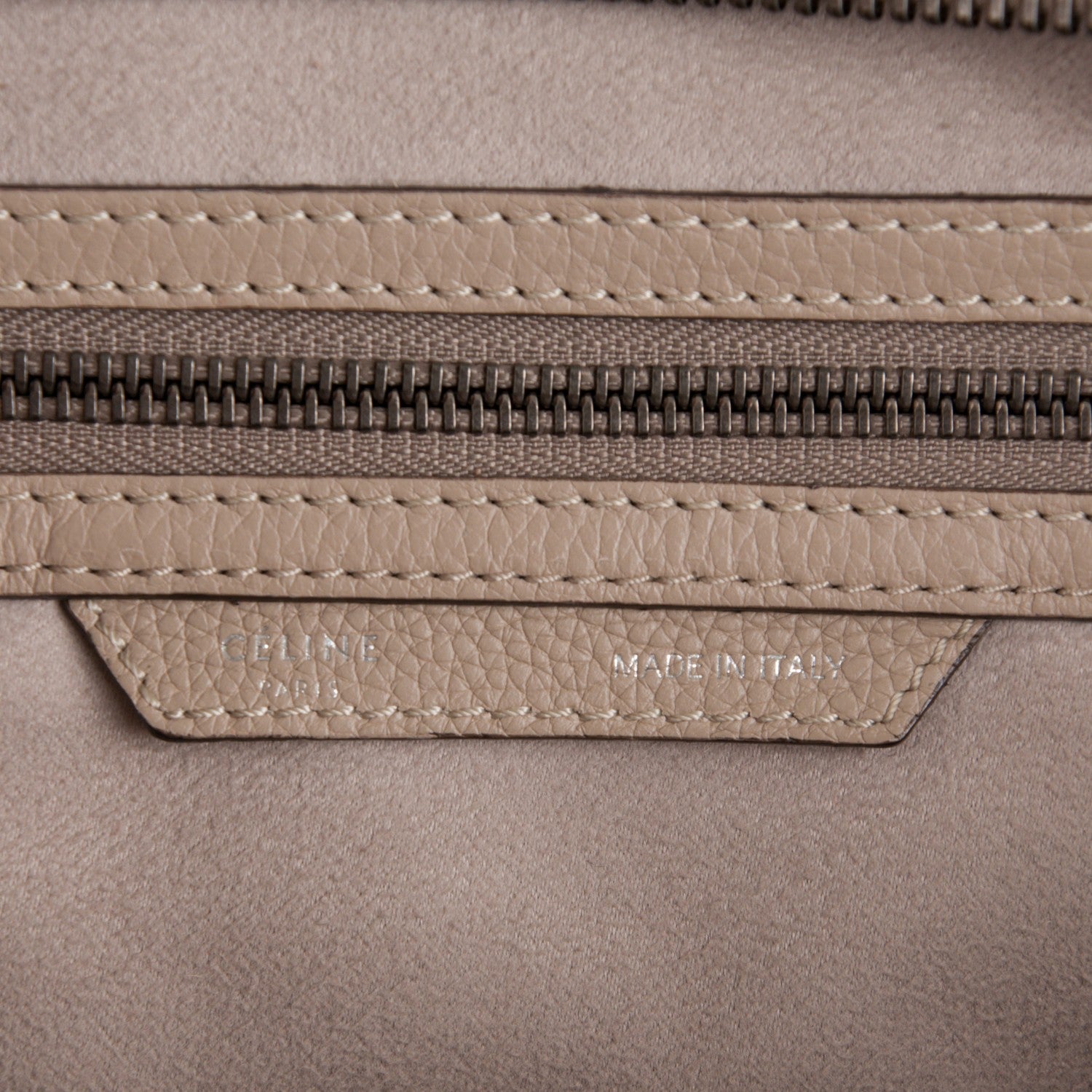 Celine Drummed Calfskin Mini Luggage Dune 7 of 9
