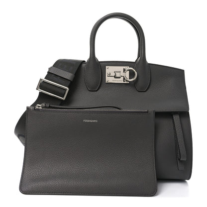Salvatore Ferragamo Calfskin Medium Studio Soft Bag Grey 3 of 10