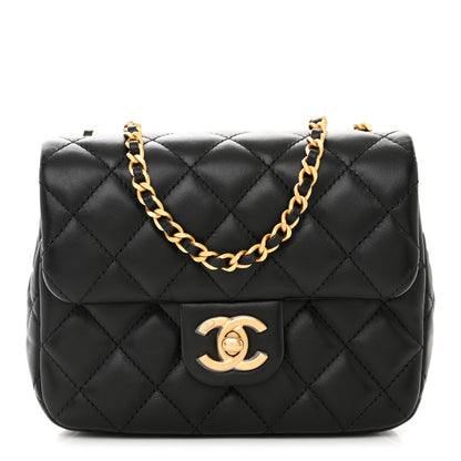 Chanel Lambskin Enamel Quilted Mini Coco Hearts Square Flap Black 1 of 11
