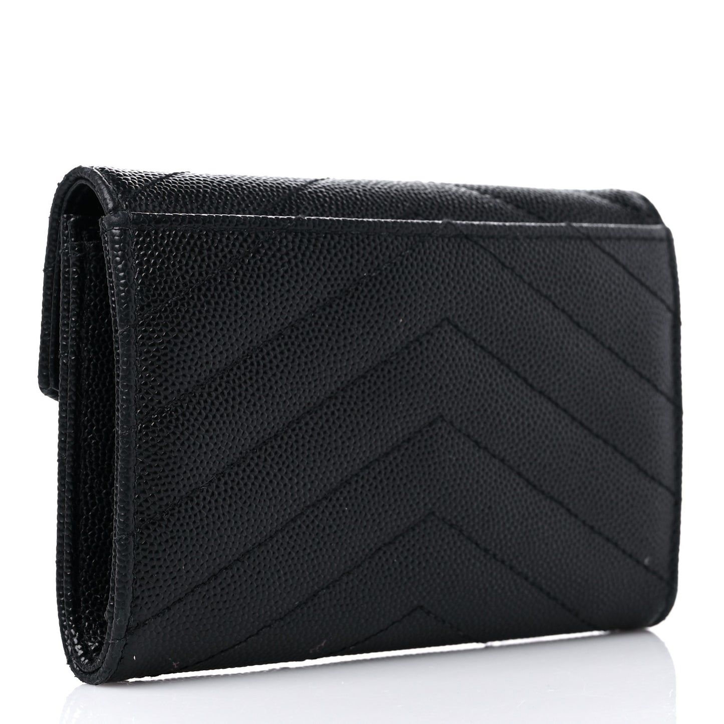 Grain De Poudre Matelasse Chevron Small Monogram Envelope Wallet Black