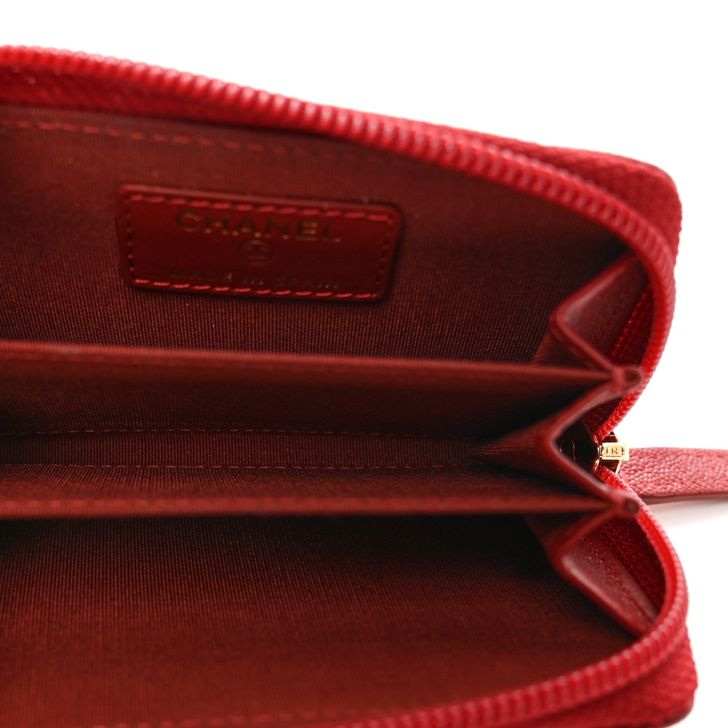 Chanel Caviar Quilted Boy Zip Around Coin Purse Wallet Red 5 of 7