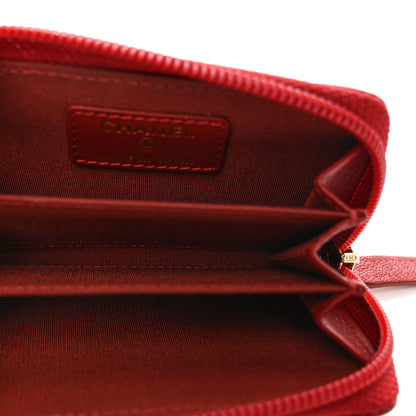 Chanel Caviar Quilted Boy Zip Around Coin Purse Wallet Red 5 of 7