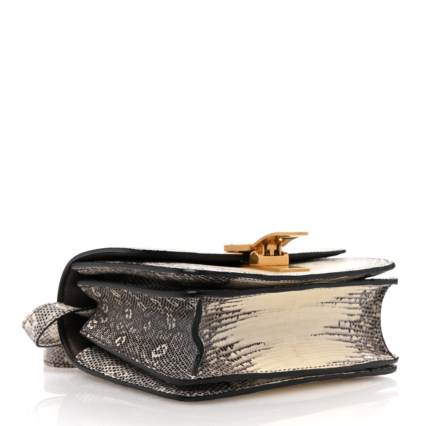 Lizard Small Classic Box Flap Bag Natural