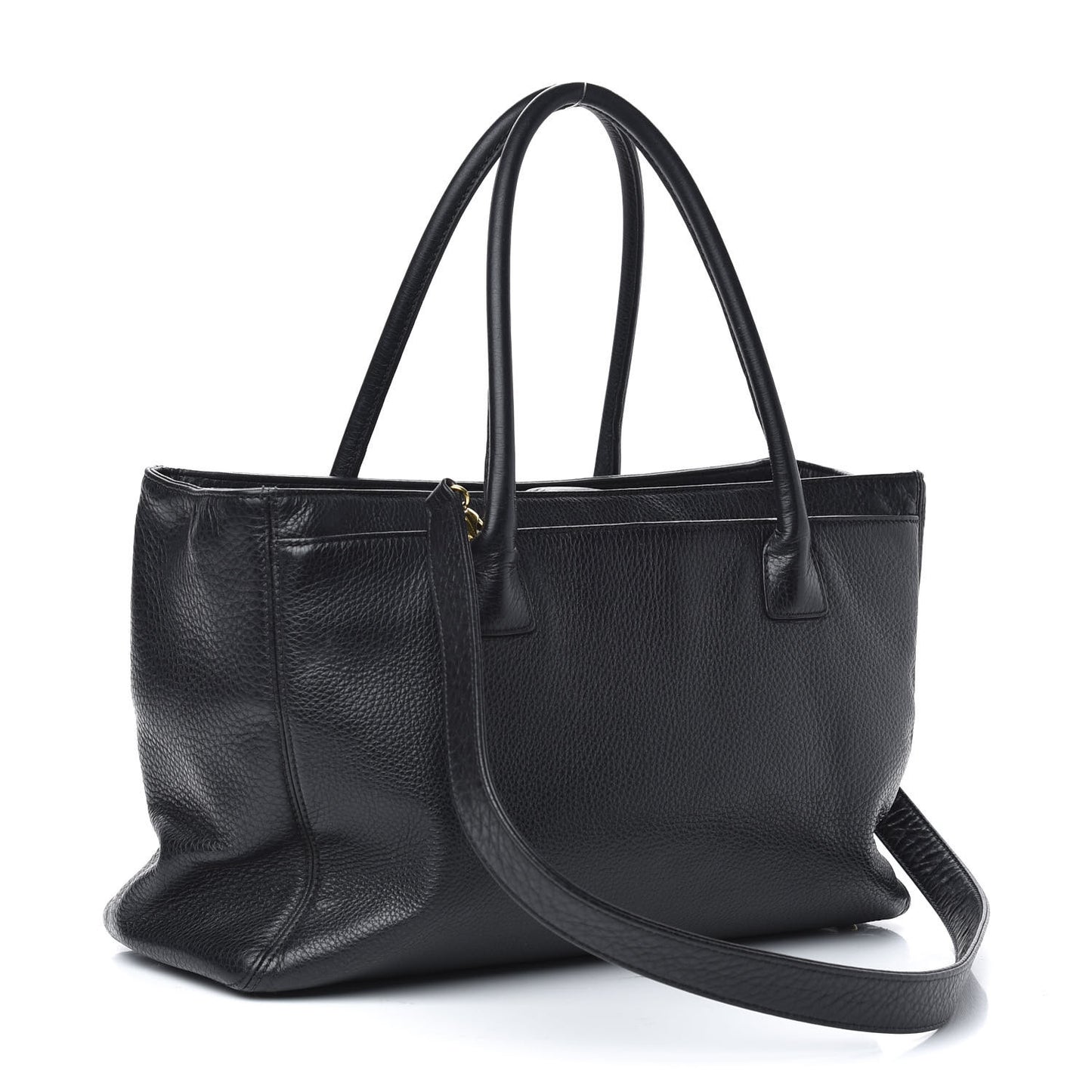 Calfskin Cerf Executive Shopper Tote Black