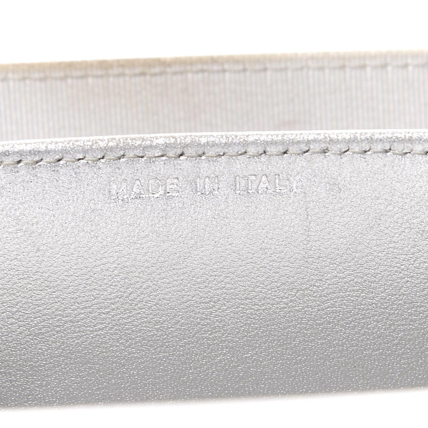 Metallic Lambskin Quilted Flap Card Holder Wallet Silver