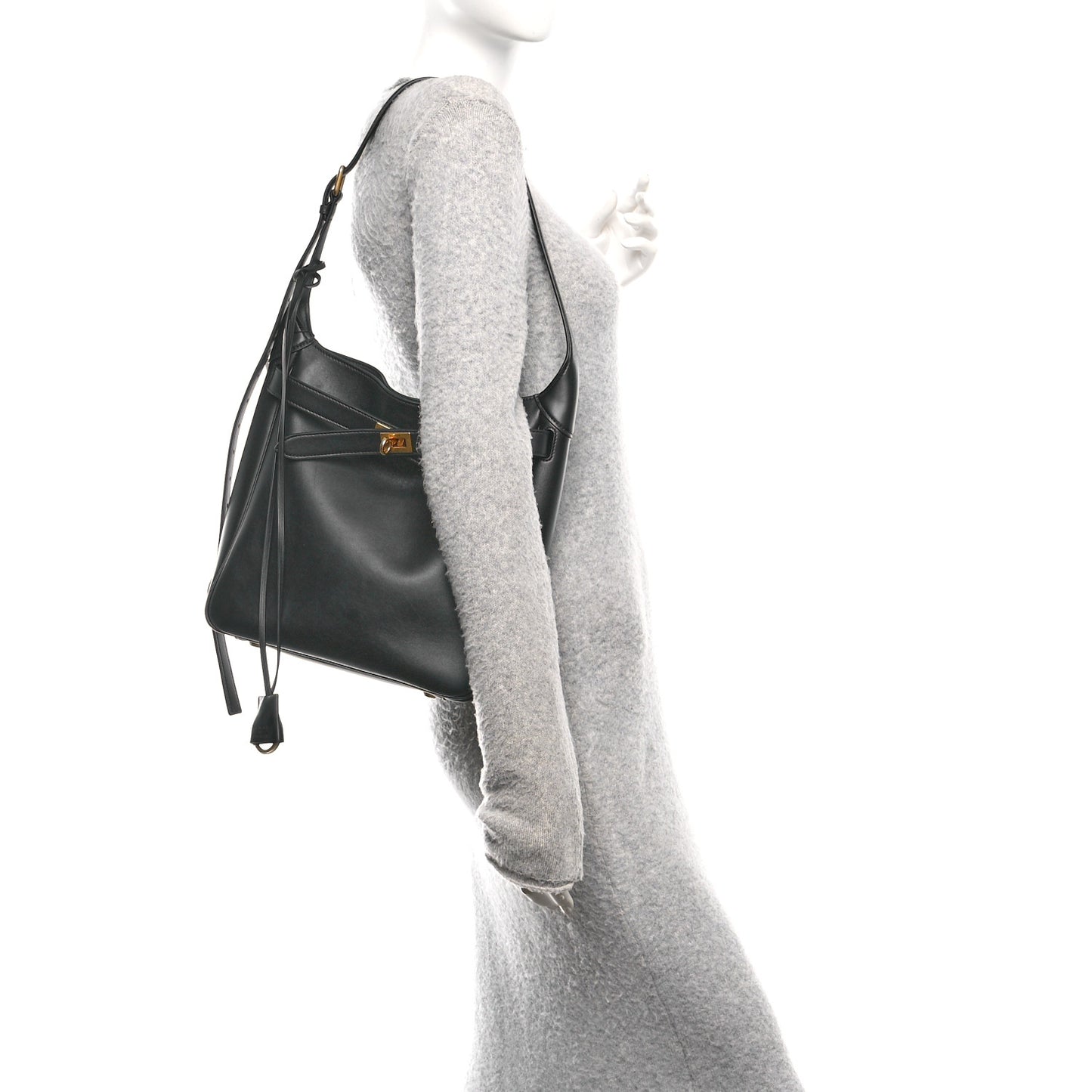 Smooth Calfskin Small Bel Air Hobo Bag Black