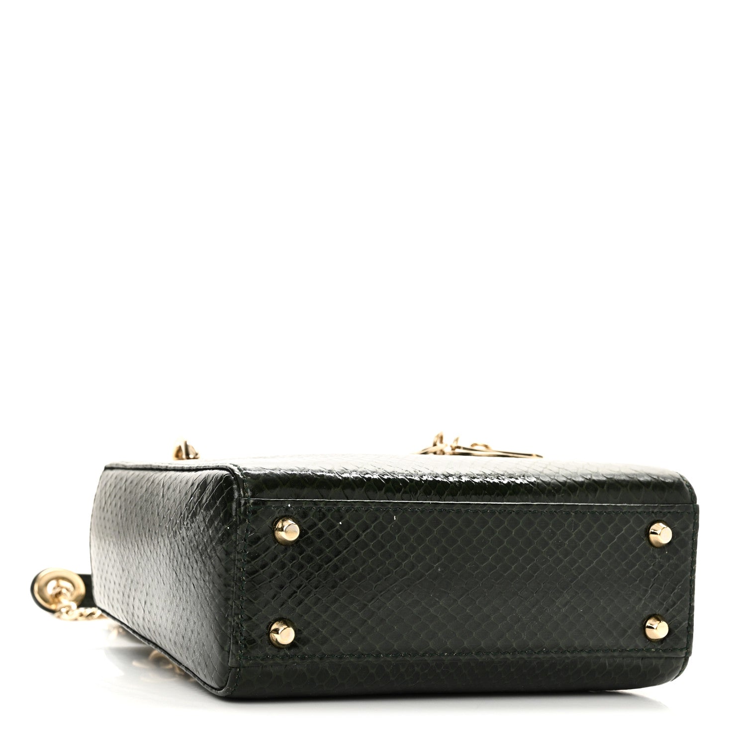 Christian Dior Shiny Snakeskin Mini Lady Dior Emerald Green 7 of 17