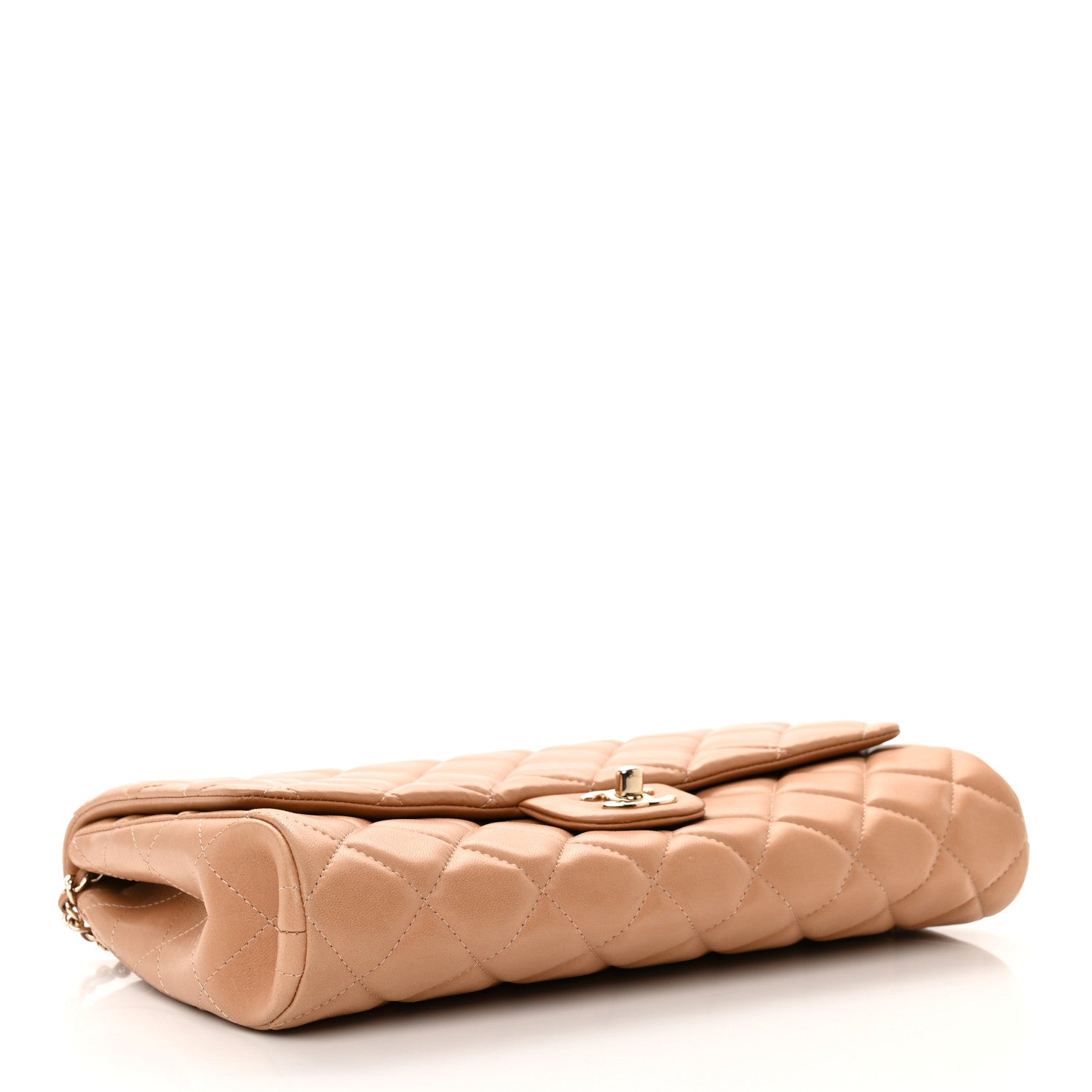 Chanel Lambskin Quilted Clutch with Chain Flap Beige 4 of 13