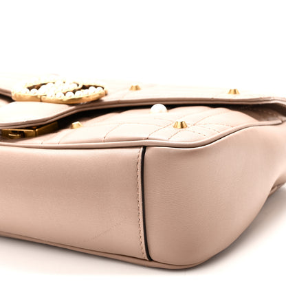 Gucci Calfskin Matelasse Studded Small Pearly GG Marmont Shoulder Bag Porcelain Rose 8 of 10