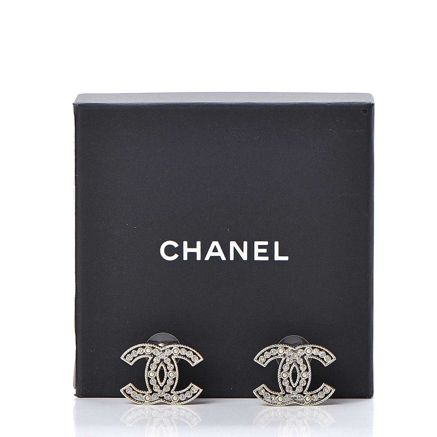 Pearl Crystal Sparkling Pearls CC Earrings Light Gold