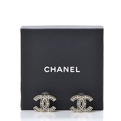 Chanel Pearl Crystal Sparkling Pearls CC Earrings Light Gold 5 of 5