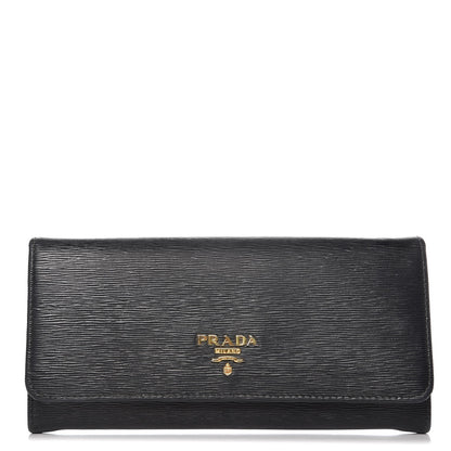 Prada Vitello Move Continental Flap Wallet Black 1 of 11