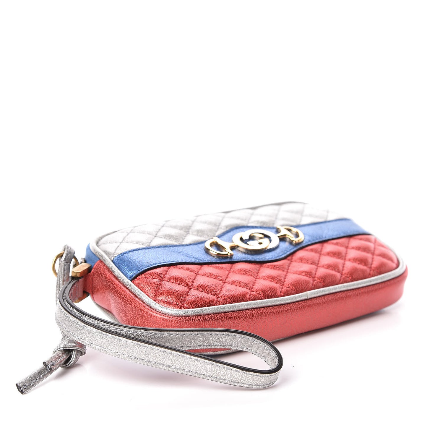 Laminated Nappa Trapuntata Zumi iPhone Case Rosso Marine Argento