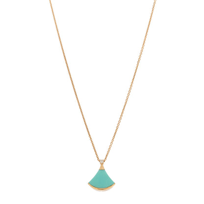 Bulgari 18K Rose Gold Diamond Turquoise Divas' Dream Pendant Necklace 1 of 7